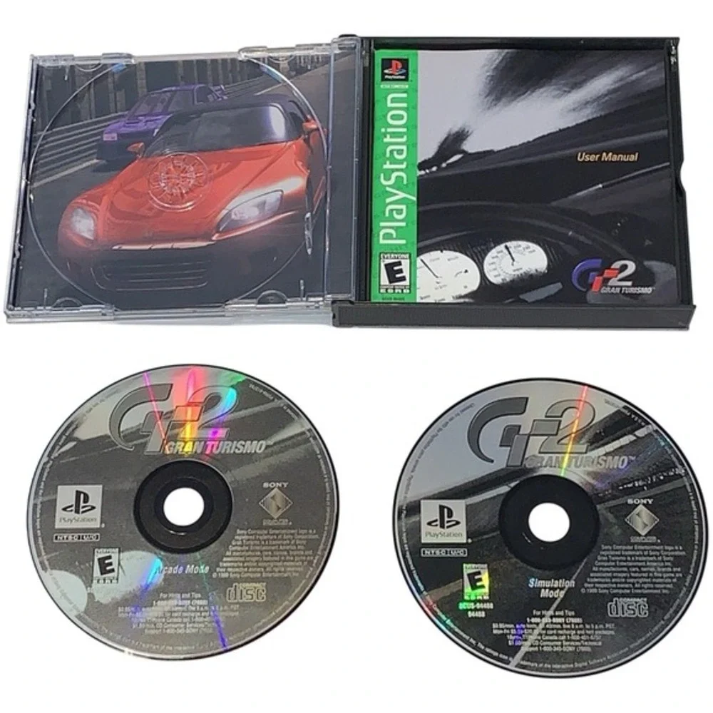 Gran Turismo 2 GT2 (Sony PlayStation 1, 1999) PS1 CIB Manual Gameplay Video/Pics